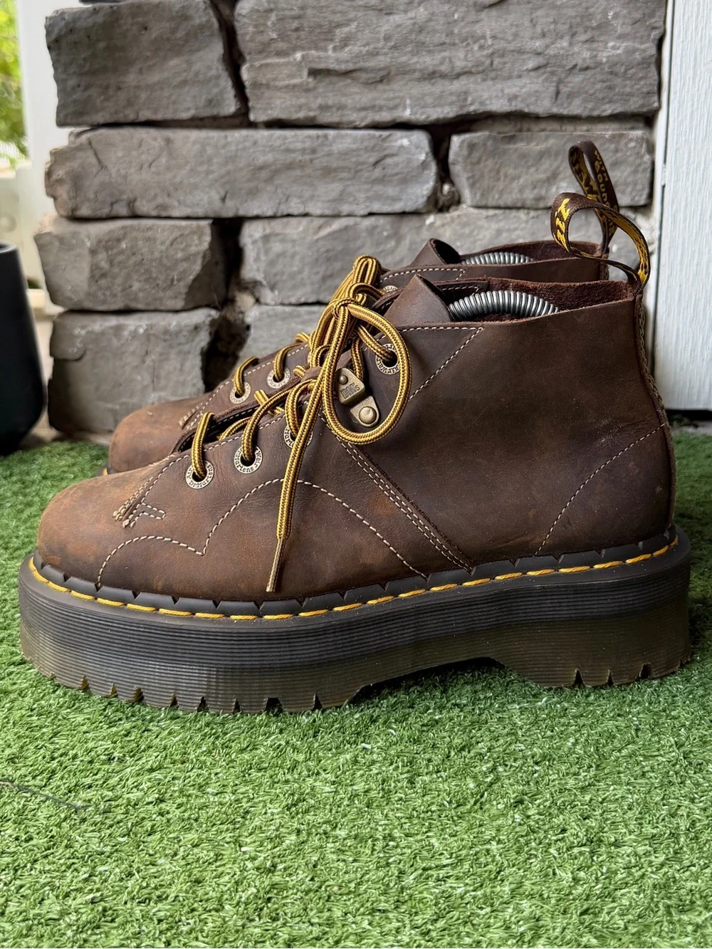Dr. Martens Church Arc Crazy Horse Platform Unisex Monkey Boots